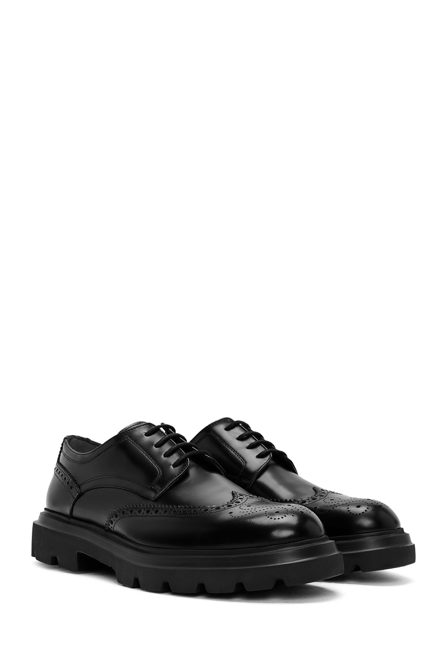 Men's Black Lace-up Leather Casual Shoes