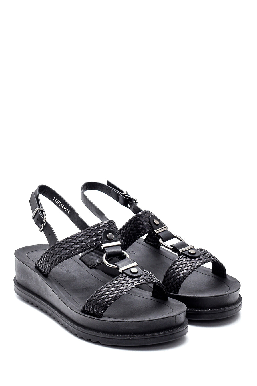 Women's Black Thick Sole Sandals