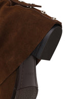 Woman Brown Chunky-Heel Suede Boots | Derimod