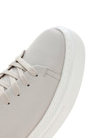 Men's White Lace-up Thick-Sole Leather Sneaker | Derimod