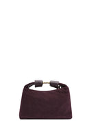 Women's Burgundy Long Strap Suede Leather Mini Handbag | Derimod