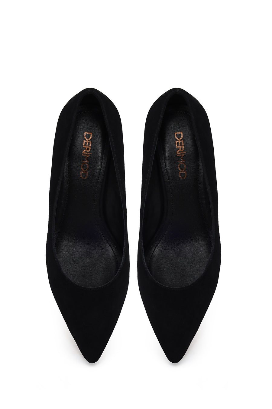Kadın Siyah Kısa İnce Topuklu Süet Deri Stiletto