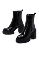 Women's Black Patent Leather Heeled Chelsea Boots | Derimod