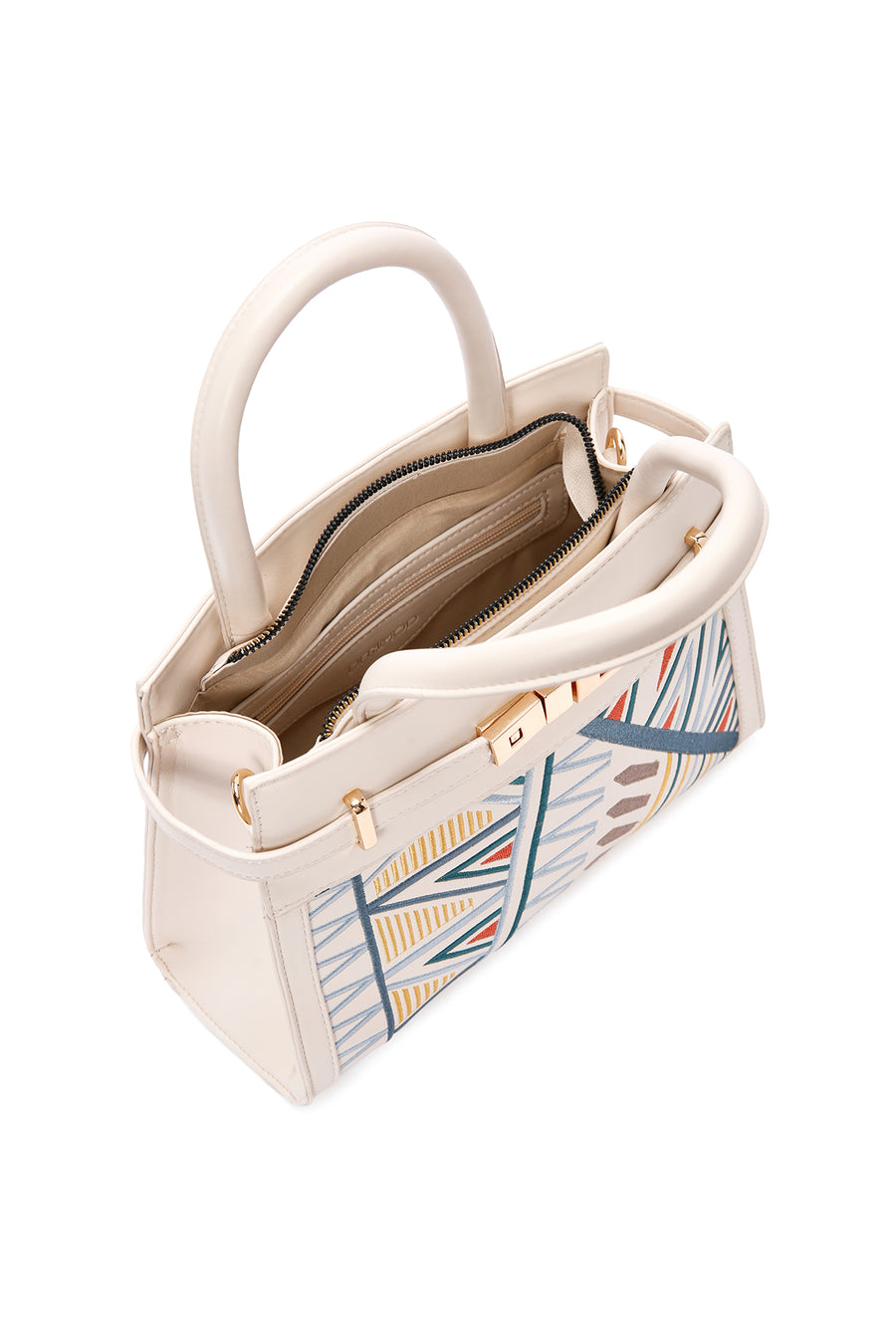 Women's Cream Printed Long Shoulder Bag