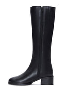 Women's Black Leather Zippered Heeled Boots | Derimod