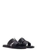 Women's Black Leather Slippers | Derimod