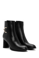 Women's Black Accessory Detailed Zippered Thick Heeled Boots | Derimod