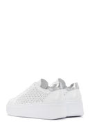 Women's White Thick Sole Lace Up Leather Sneaker | Derimod