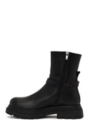 Woman Black Zip Closure Thick-Soled Leather Boots | Derimod