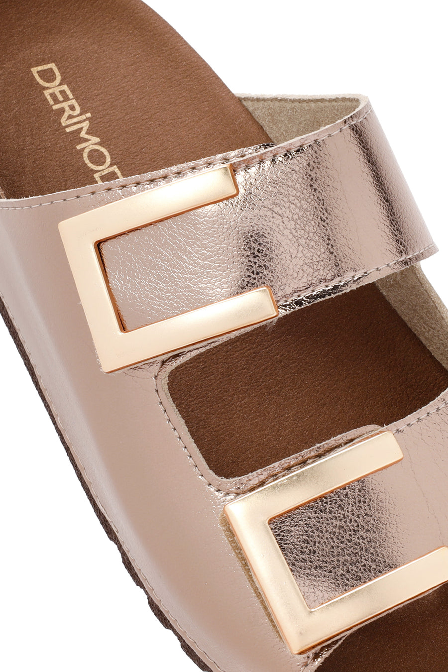 Kadın Bronz Çift Tokalı Comfort Terlik