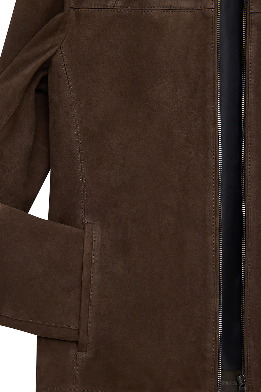 Neymar Men's Chestnut Man Collar Slim-Fit Suede Leather Jacket
