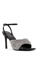 Women's Black Ankle Strap Stone Thin Heel Sandals | Derimod