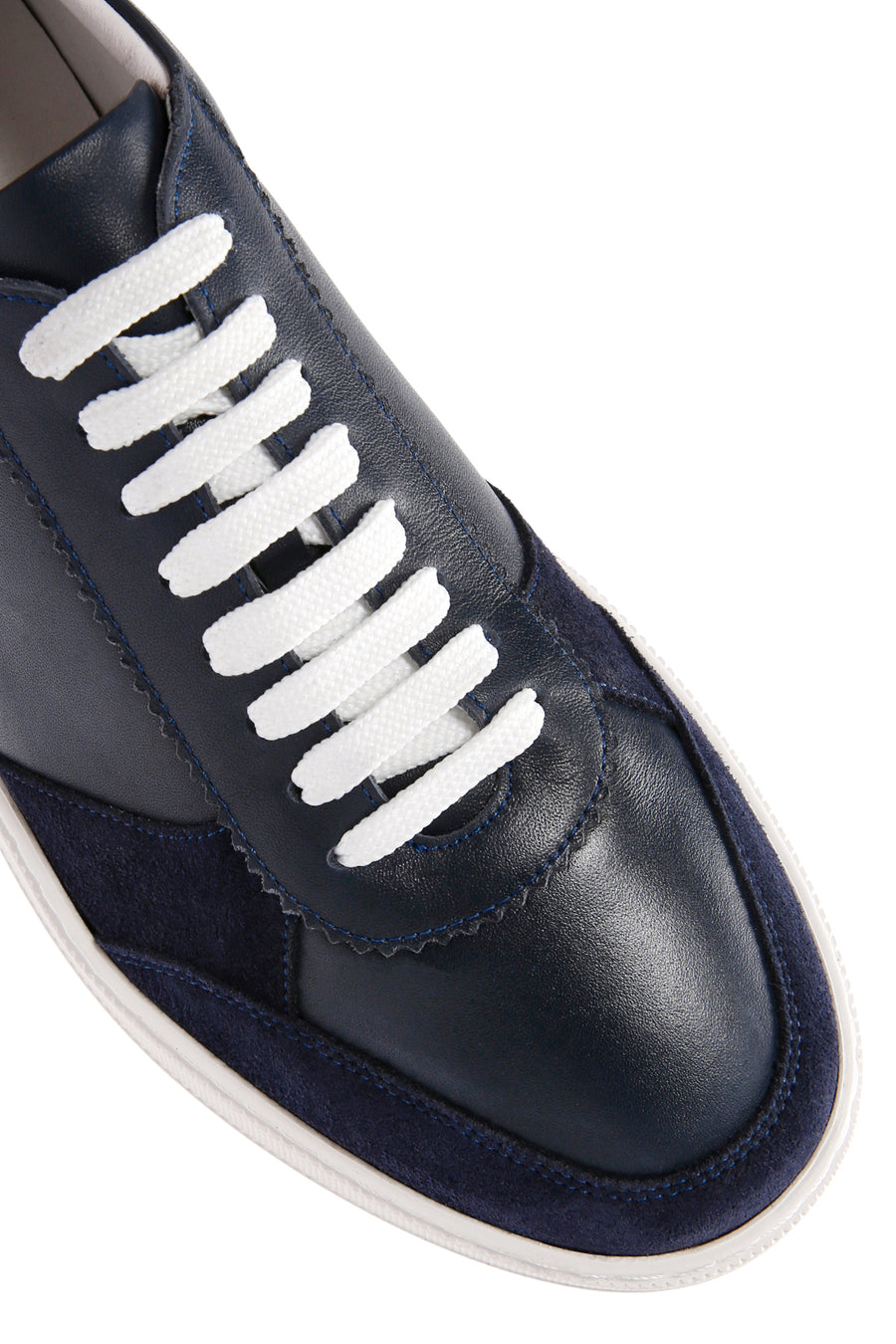 Men's Navy Blue Lace-Up Leather Sneaker