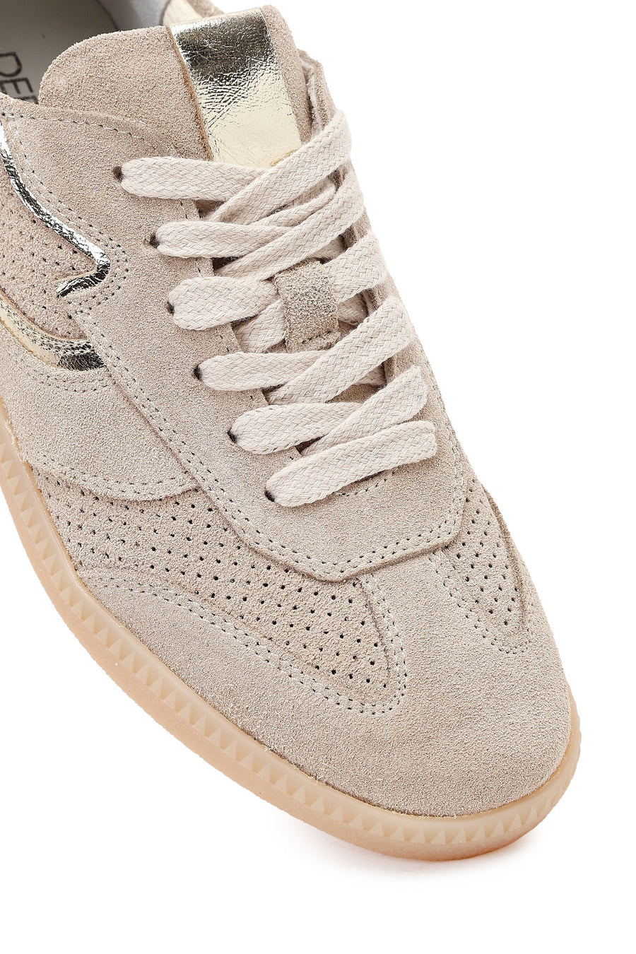 Kadın Bej Bağcıklı Süet Deri Sneaker