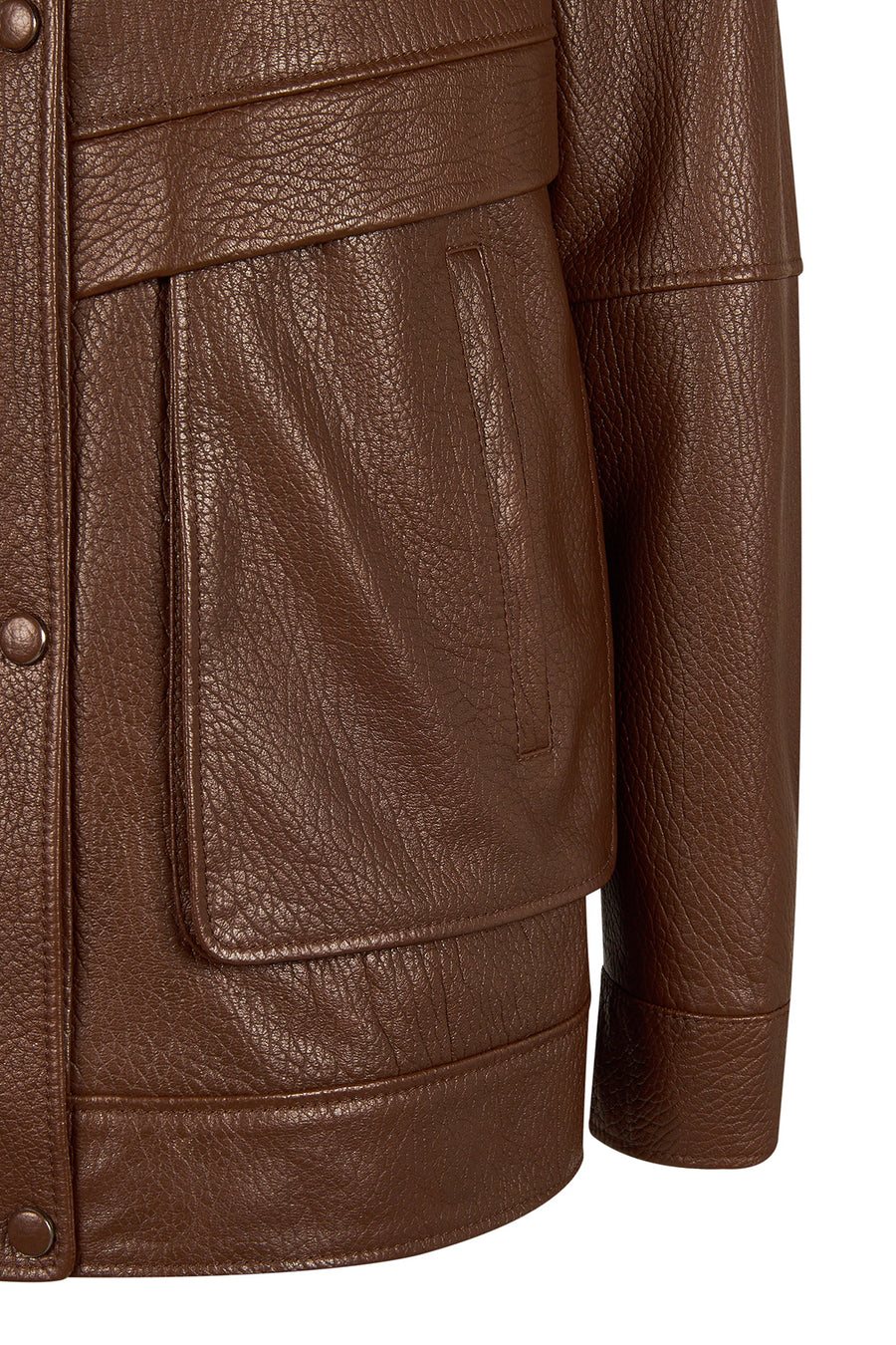 Carmen Woman Brown Fur Collar Leather Coat