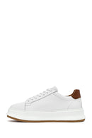 Men's White Lace-up Thick-Sole Leather Sneaker | Derimod