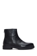 Men's Black Leather Zippered Casual Boots | Derimod