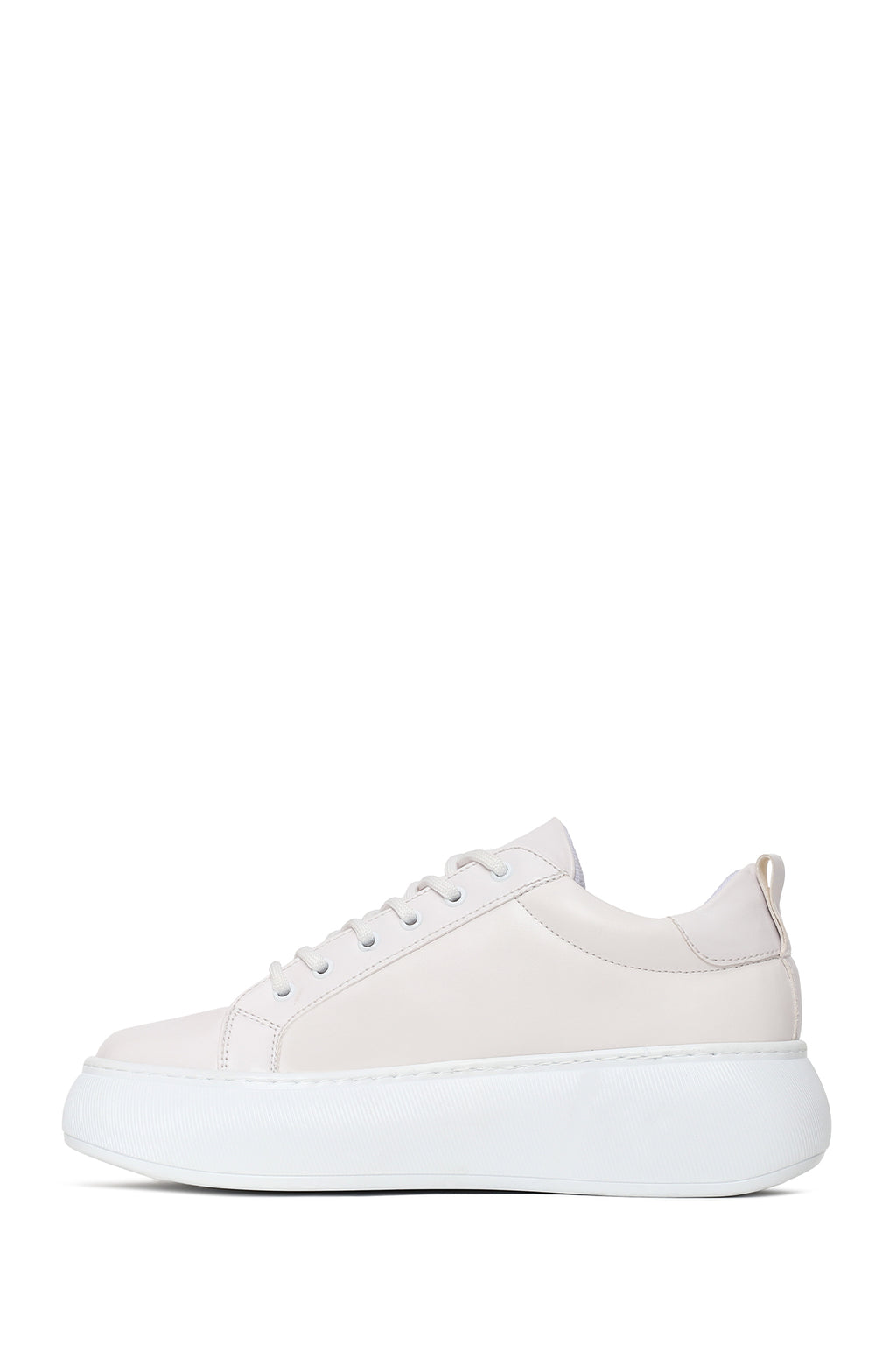 Kadın Beyaz Bağcıklı Kalın Tabanlı Sneaker