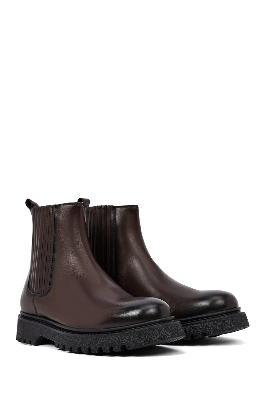 Men's Brown Thick-Soled Leather Chelsea Boot