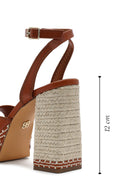 Kadın Taba Bilekten Tokalı Platform Yüksek Kalın Topuklu Sandalet | Derimod