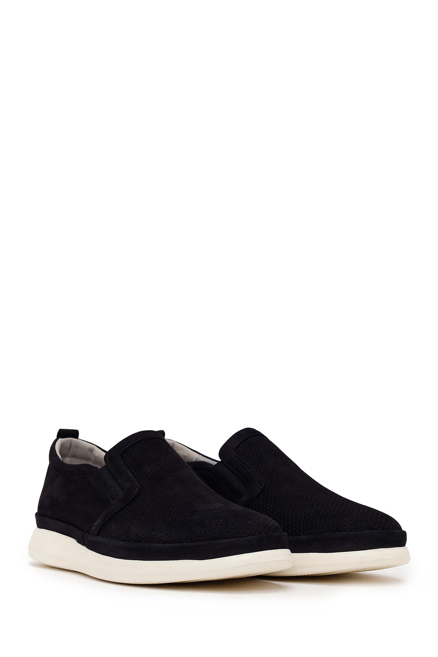 Male Black Thick-Soled Nubuck Leather Comfort Loafer