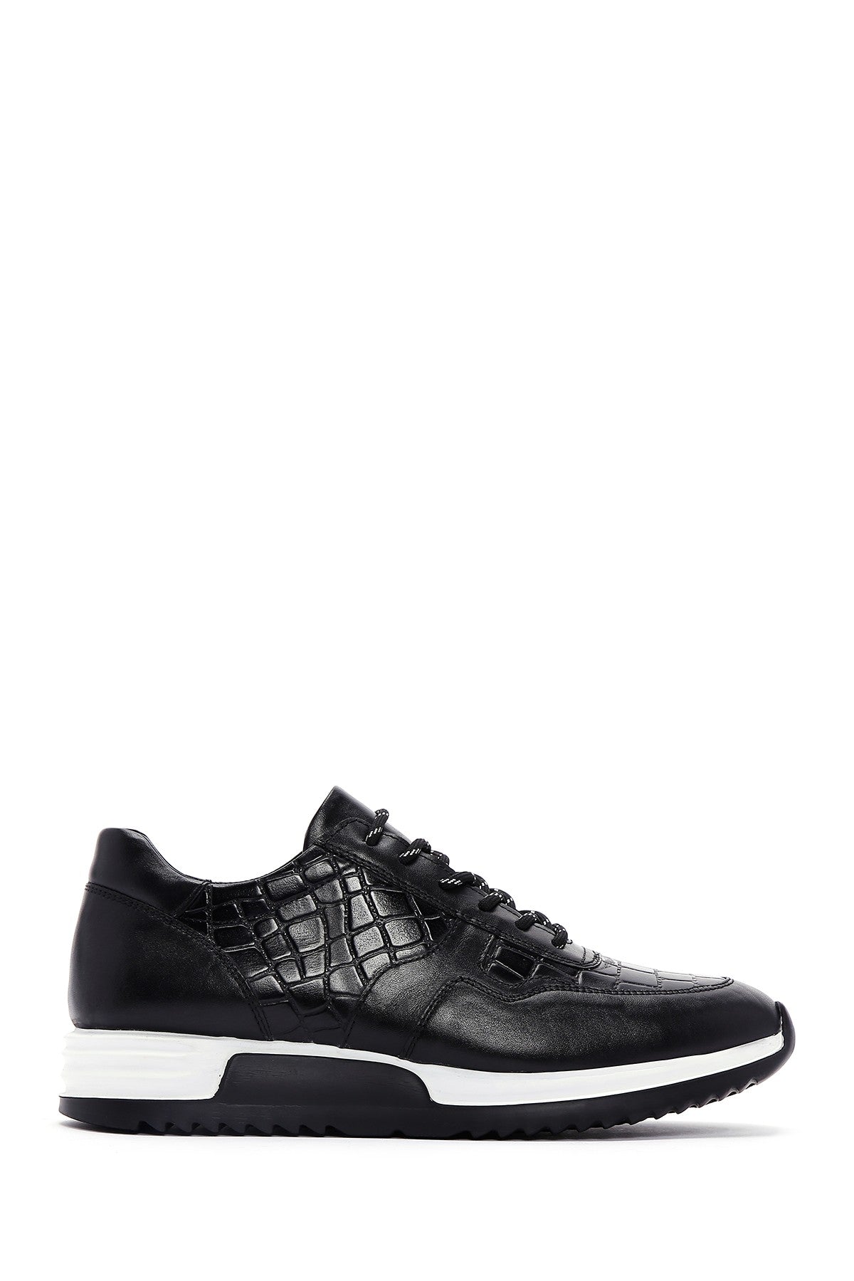 Men's Black Lace-up Leather Sneaker 24SFD640414 | Derimod