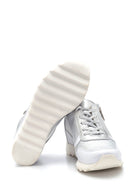 Kadın Gümüş Deri Dolgu Topuk Sneaker | Derimod