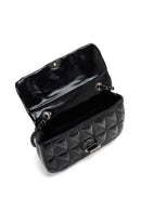 Women's Black Long Strap Quilted Metallic Crossbody Bag | Derimod