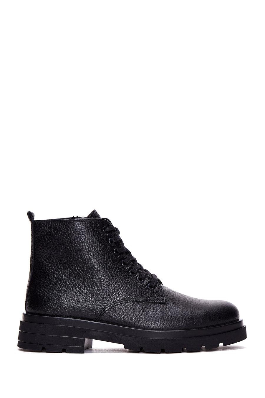 Men's Black Leather Zippered Boots 22WFD6949FT | Derimod