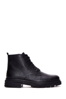 Men's Black Leather Casual Zipper Boots | Derimod