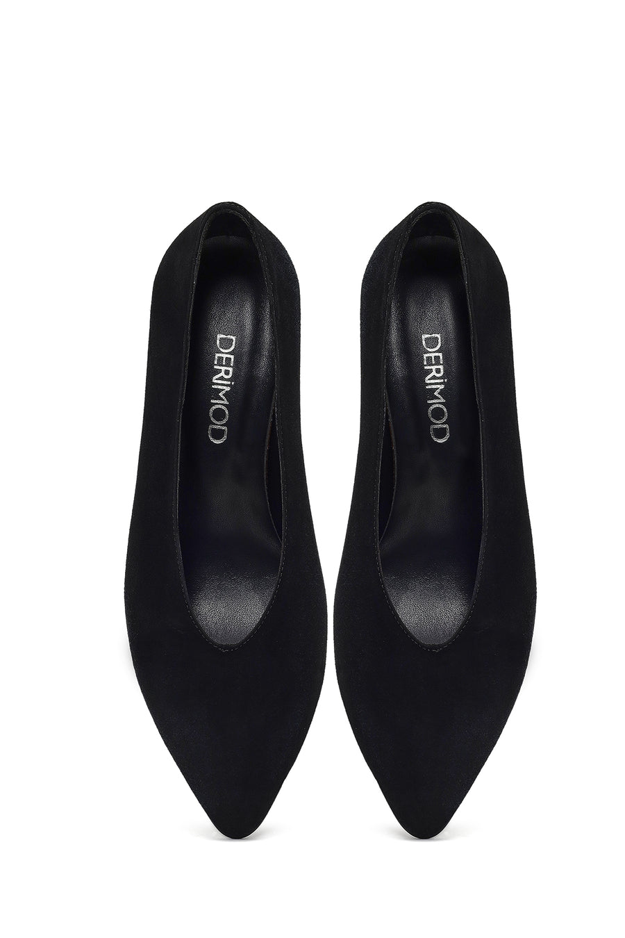 Woman Black Low Thin Heel Suede Leather Stiletto