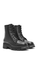 Women's Black Zippered Leather Boots | Derimod