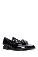 Women's Black Patent Leather Heeled Loafer | Derimod