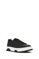 Men's Black Lace-up Thick-Sole Leather Sneaker | Derimod