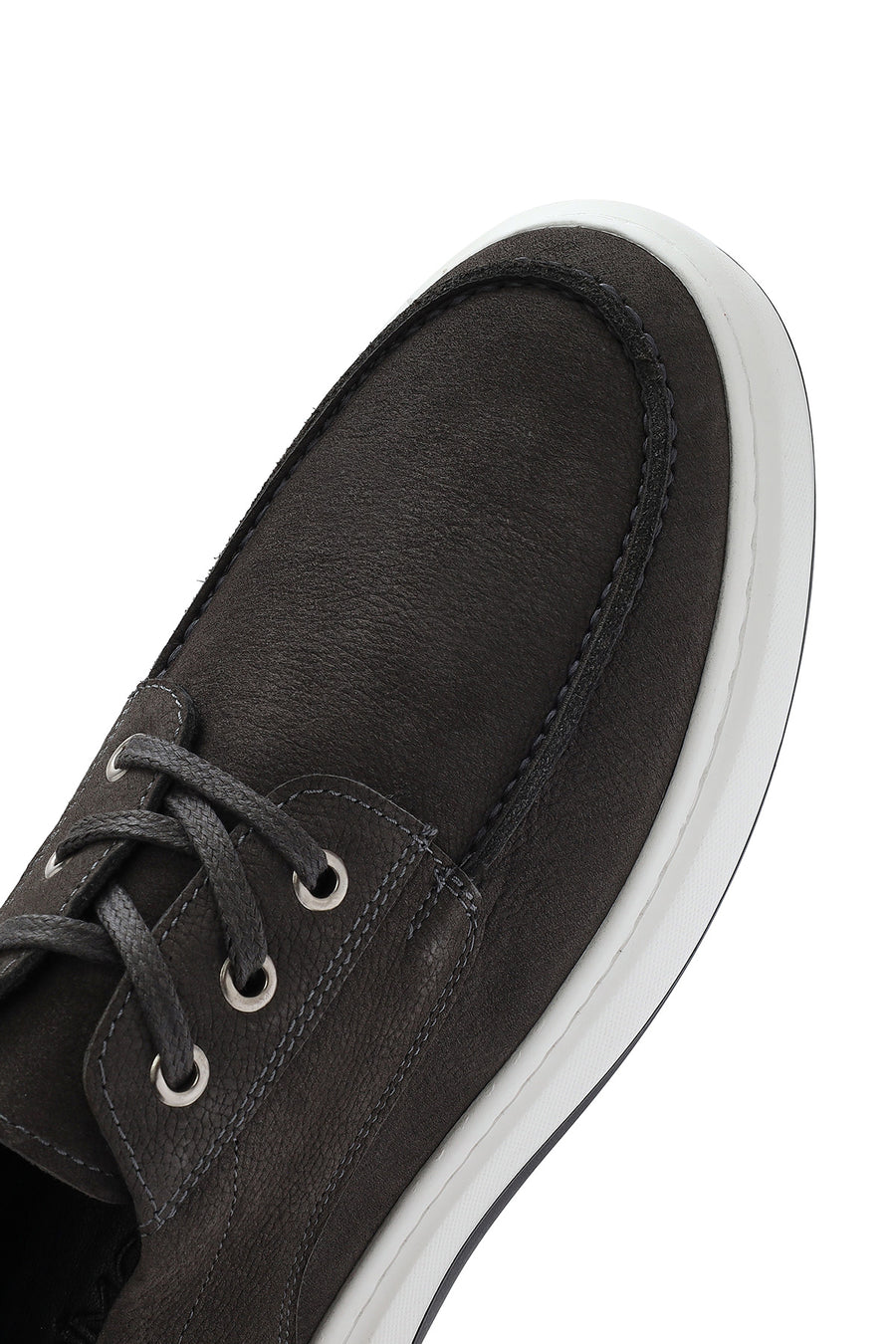 Men's Gray Lace-Up Nubuck Leather Casual Shoes
