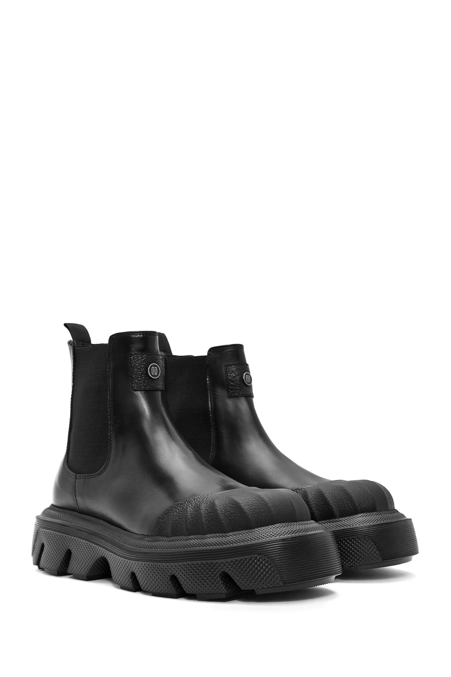 Men's Black Thick Soled Leather Chelsea Boots
