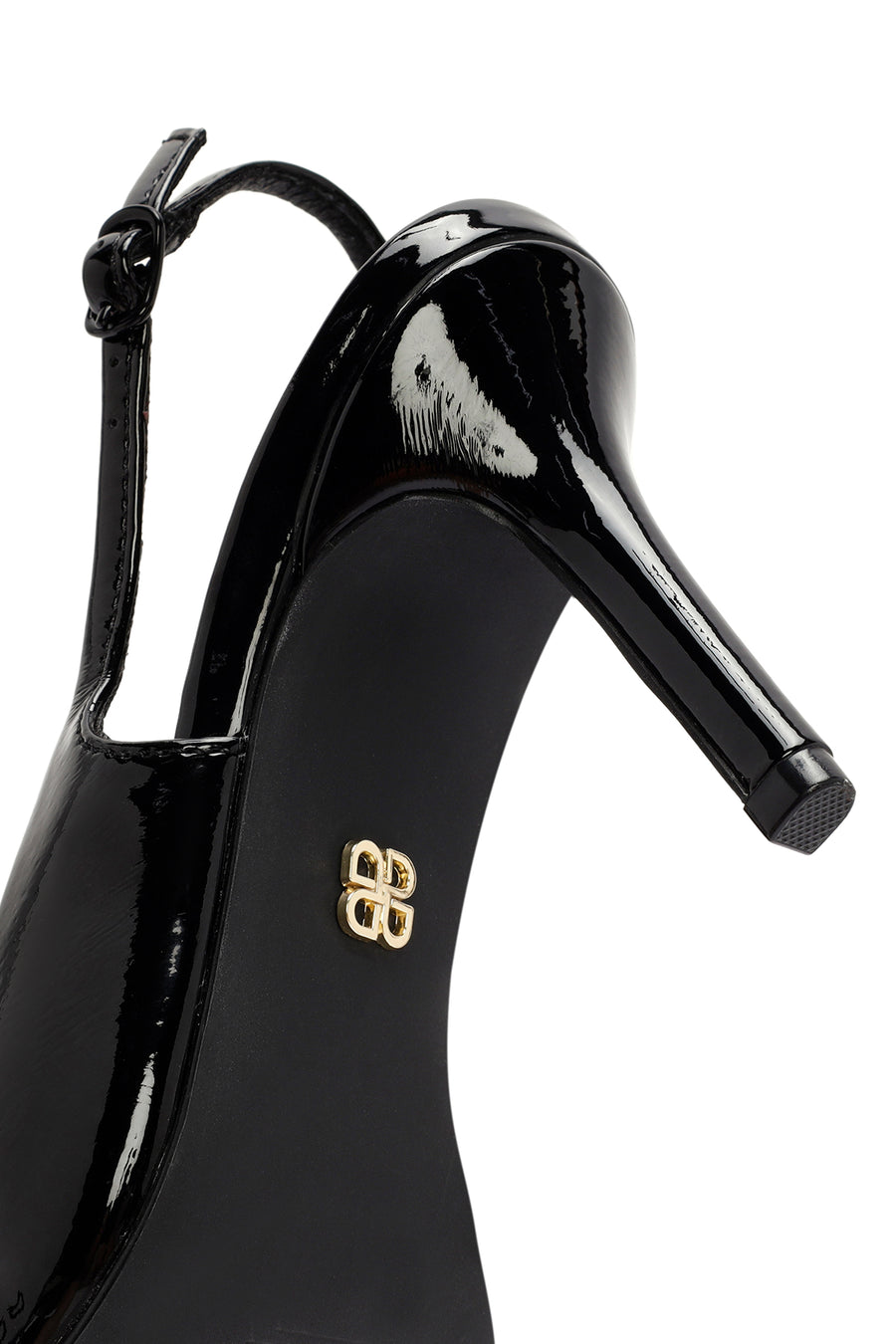 Women's Black Open Back Thin Heel Patent Leather Shoes