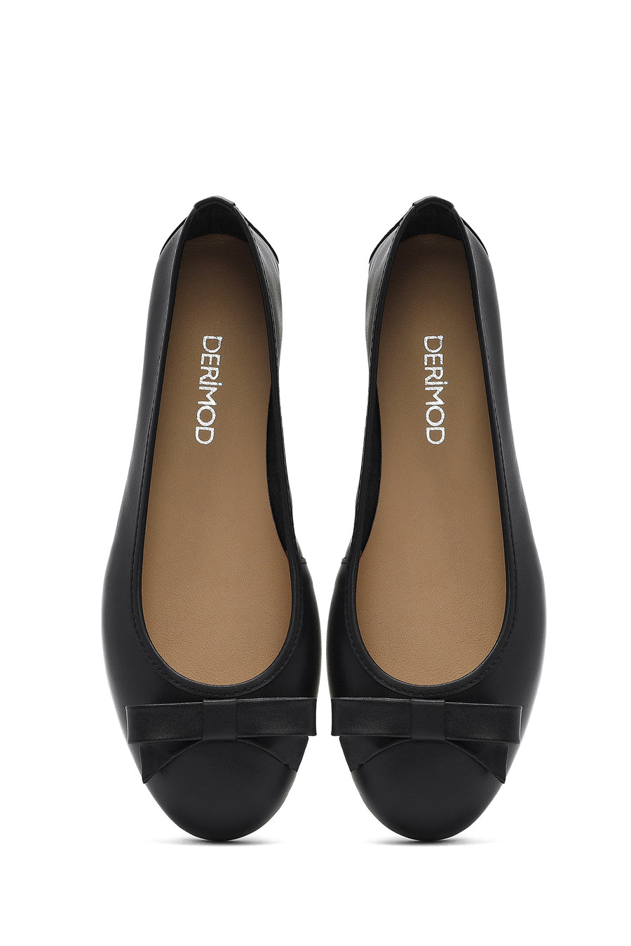 Women's Black Leather Ballerinas