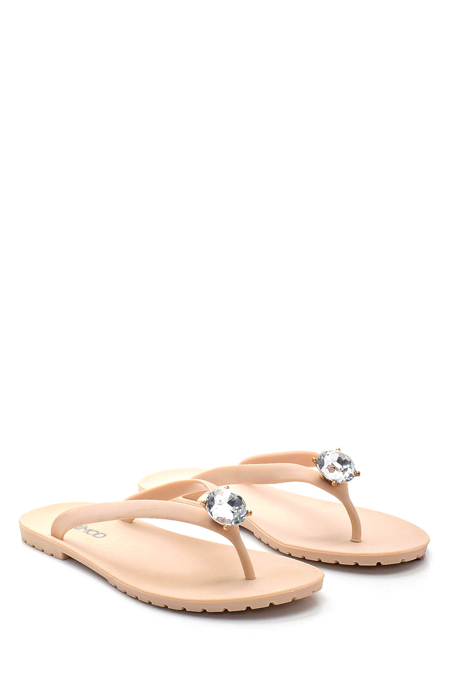 Women's Flip Flops with Stone Detail
