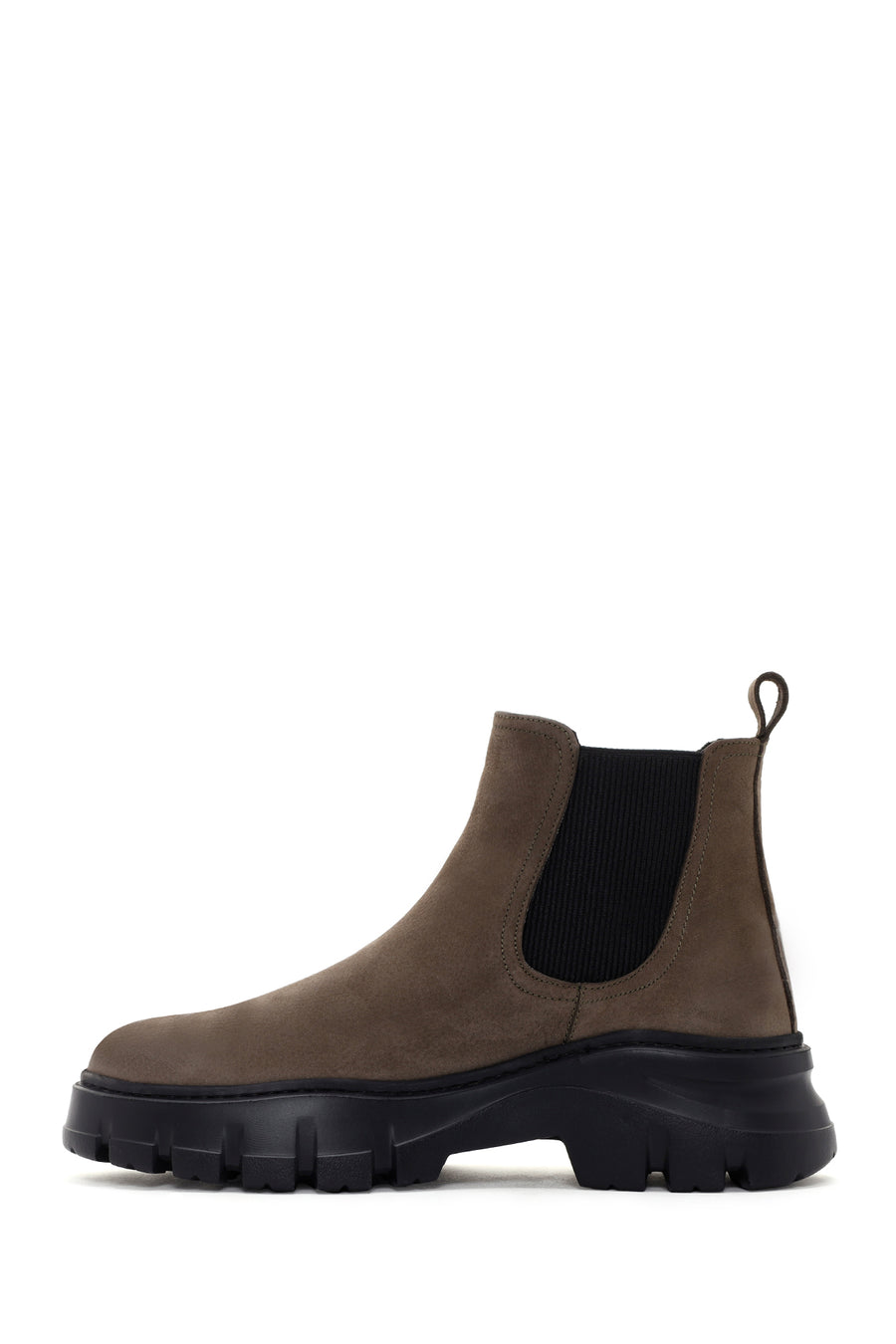 Men's Khaki Thick Soled Chelsea Nubuck Leather Boots