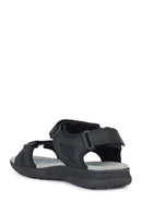 Geox Men's Black Spherica Ec5 Ankle Strap Suede Leather Sandals | Derimod