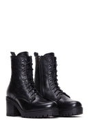 Women's Black Leather Heeled Boots | Derimod