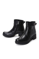 Women's Black Zippered Leather Casual Boots | Derimod