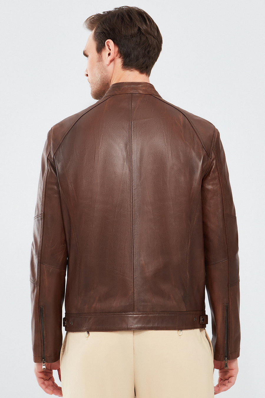 Alanzo Men's Brown Leather Coat