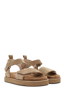 Kadın Taba Bantlı Kalın Tabanlı Süet Deri Sandalet | Derimod