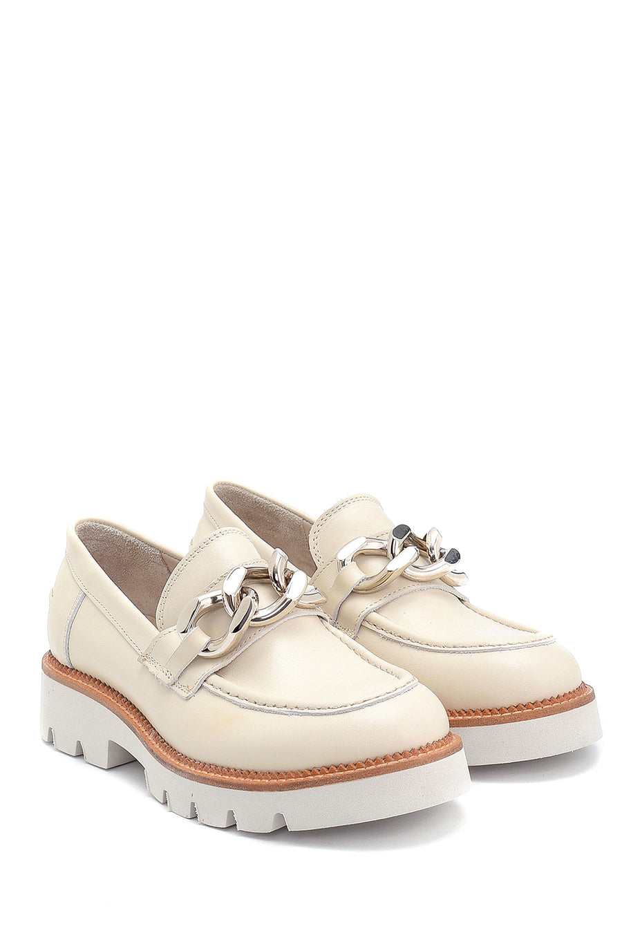 Kadın Deri Zincir Detaylı Loafer