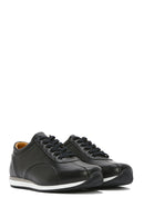 Erkek Siyah Bağcıklı Deri Casual Sneaker | Derimod