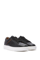 Erkek Siyah Bağcıklı Deri Sneaker | Derimod