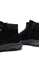 Male Black Zip Closure Thick-Soled Nubuck Leather Boots | Derimod