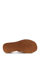 Women's Beige Platform Heel Leather Comfort Slippers | Derimod